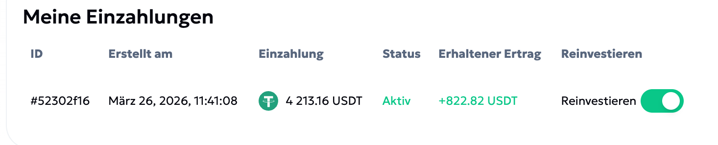 Meine Einzahlung – aktiver Bot